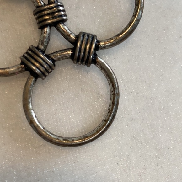 American Eagle Silver Bohemian Grunge Circle Loop Linked Necklace Artsy Vintage - Picture 6 of 8